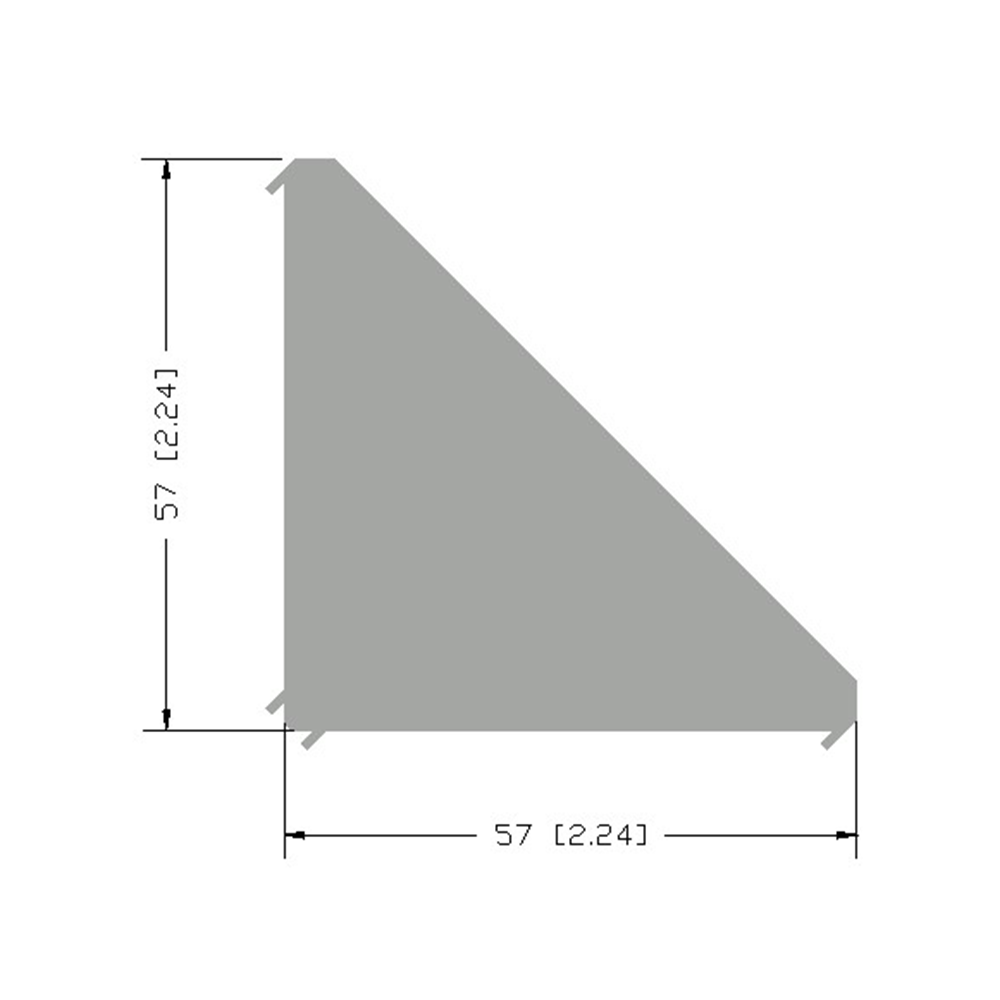 40-150-0 MODULAR SOLUTIONS ALUMINUM GUSSET<br>30MM X 60MM ANGLE WITH OUT HARDWARE